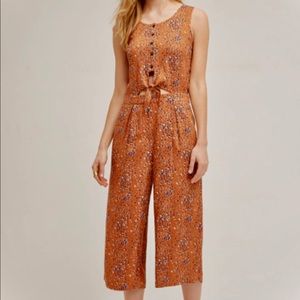 Anthropologie Cartonnier Avila Orange Jumpsuit M